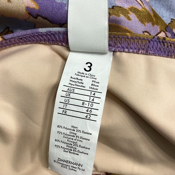 Zimmerman Bikini-Slip Knot High Waist Purple Multi Floral Bikini Bottom Size 8 - Picture 13 of 16